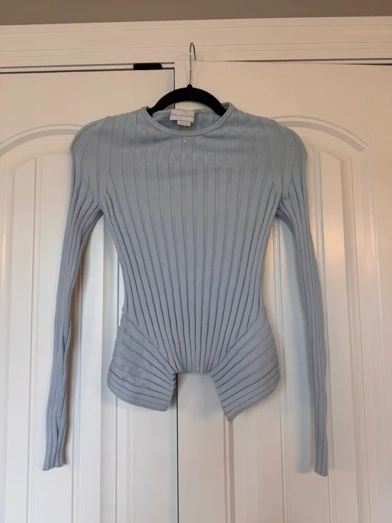 Stella McCartney Light Blue Ribbed Knit sweater, made in Italy, XS - Picture 3 of 9